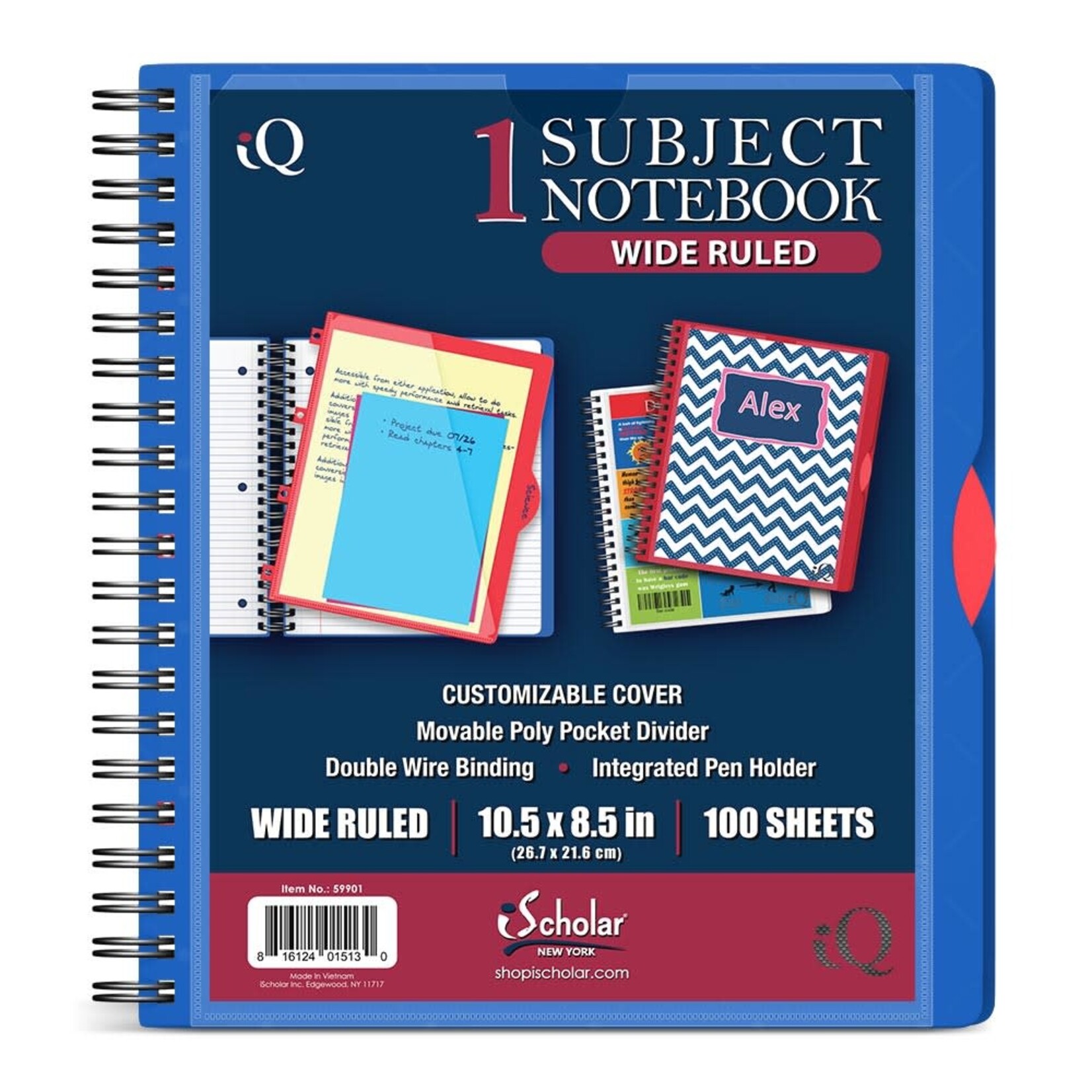 iSCHOLAR iSCHOLAR iQ 1SUB DOUBLE WIRE POLY NOTEBOOK WR 100SH [59901]