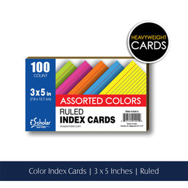 iSCHOLAR 3x5 Index Cards Assorted Colors