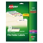 AVERY Avery Permanent TrueBlock File Folder Labels with Sure Feed Technology, 0.66 x 3.44, White, 30/Sheet, 25 Sheets/Pack