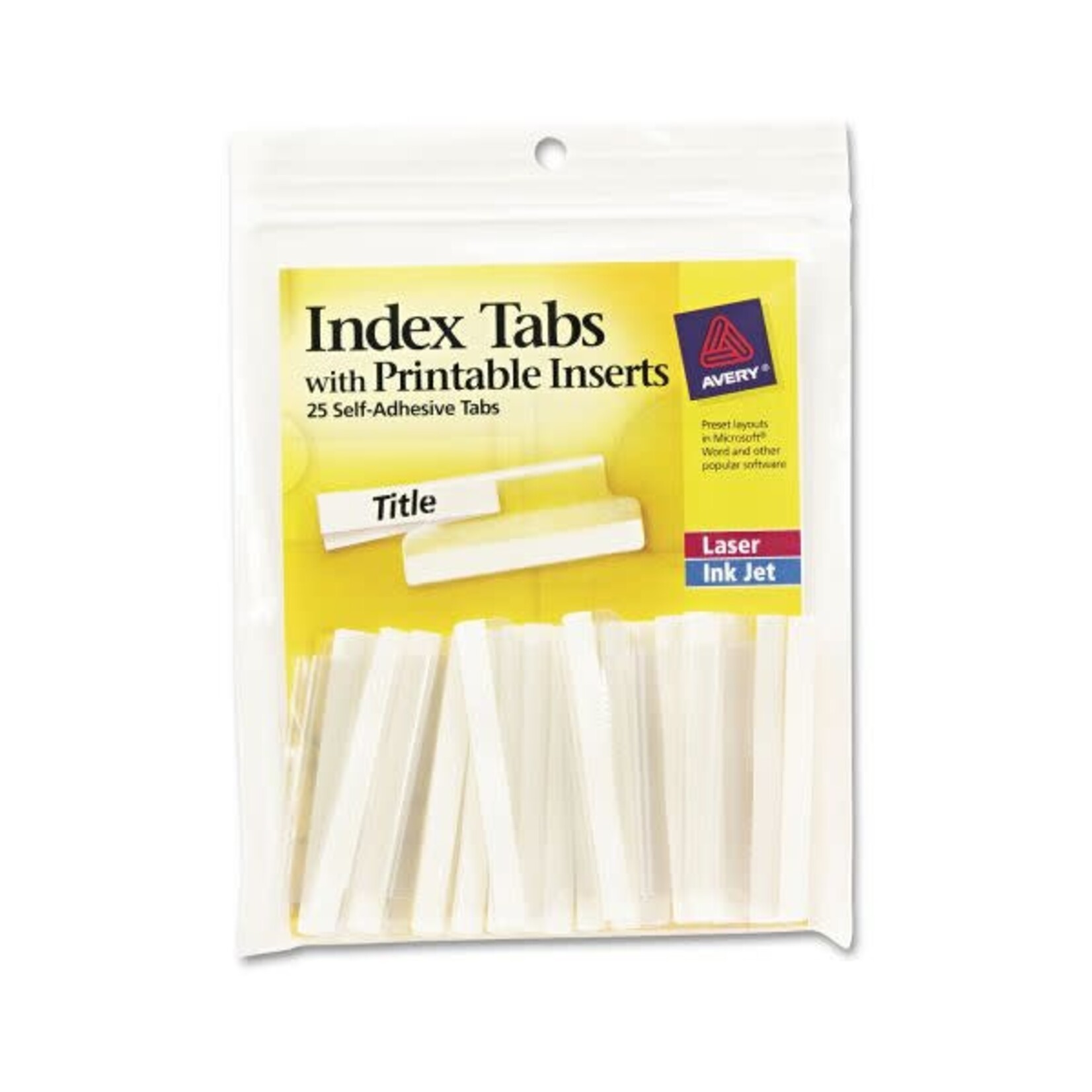 AVERY Avery Insertable Index Tabs with Printable Inserts, 1/5-Cut Tabs, Clear, 2" Wide, 25/Pack [AVE16241]