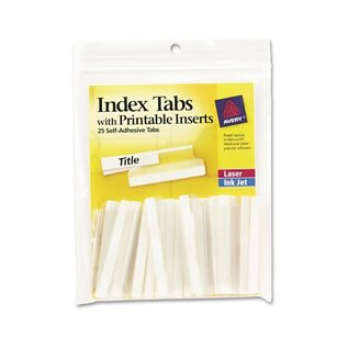 AVERY Avery Insertable Index Tabs with Printable Inserts, 1/5-Cut Tabs, Clear, 2" Wide, 25/Pack