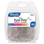 BAZIC BAZIC Clear Transparent Push Pins (100/Pack) [207]