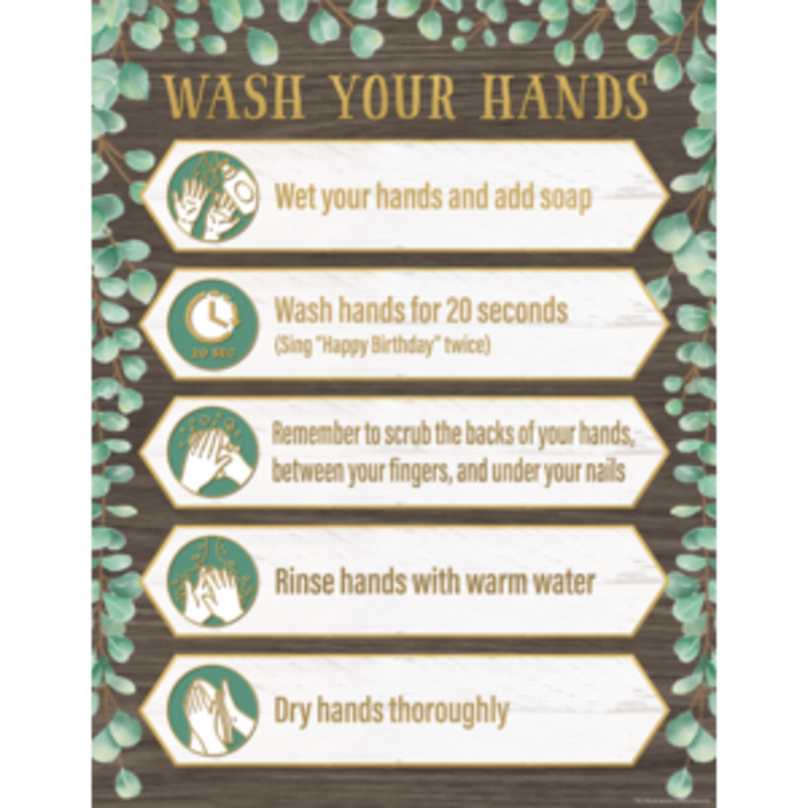 Teacher Created Resources Eucalyptus Wash Your Hands Chart 17x22 [TCR7506]