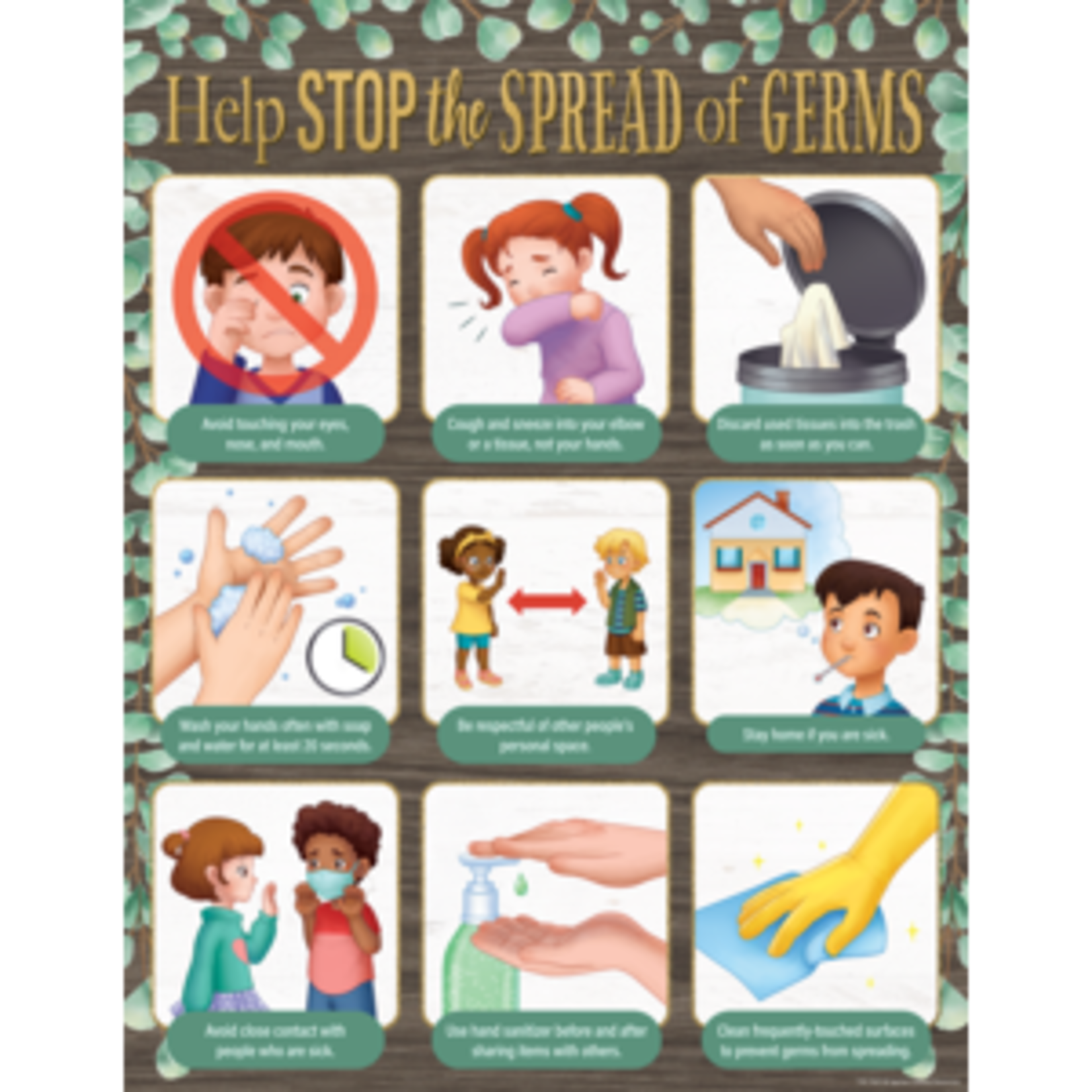 Teacher Created Resources Eucalyptus Help Stop the Spread of Germs Chart17x22 [TCR7507]