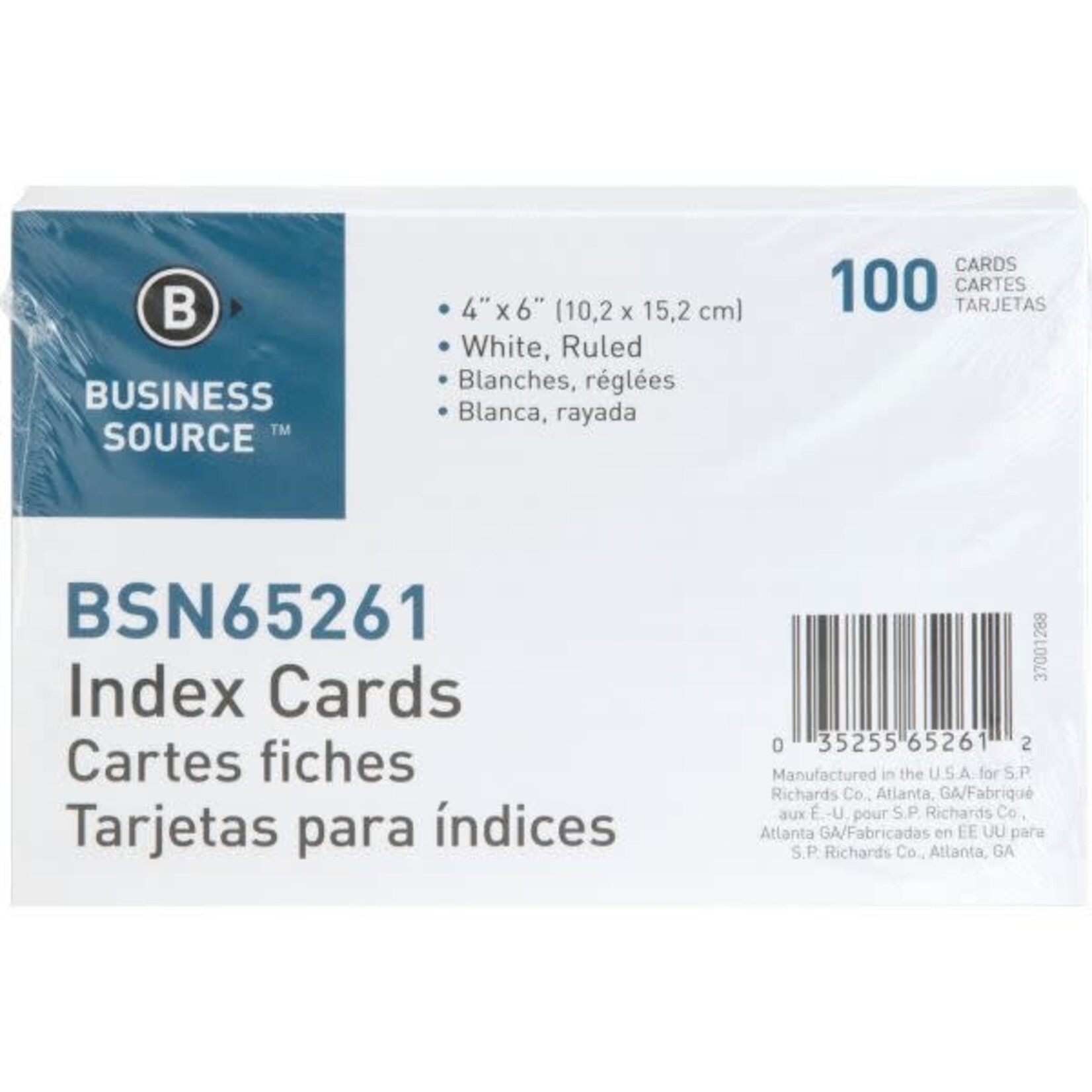 Business Source CARD INDEX 4X6 RULED WHITE [BSN65261]