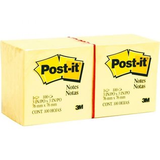 3M Post-it Notes Original Pads in Canary Yellow, 3 x 3, 100-Sheet, 12/Pack