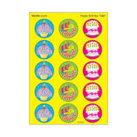 Trend Enterprises Happy Birthday, Vanilla scent Scratch 'n Sniff Stinky Stickers® – Large Round