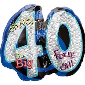 Oh No! 40 Birthday Shape 40 Balloon, 26 Inch Jumbo Mylar Balloon