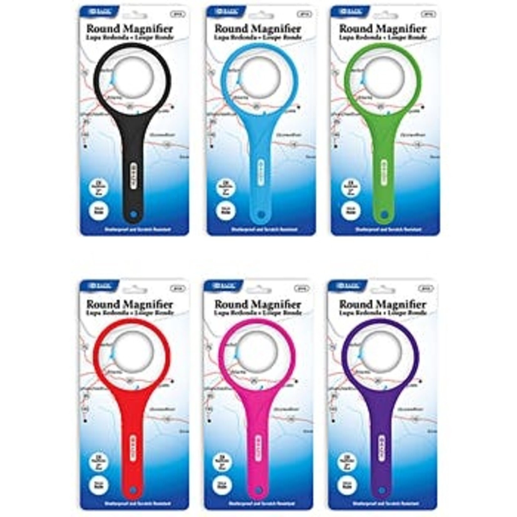 BAZIC BAZIC Assorted Color 3 inch ROUND 2X Handheld Magnifier [2713]