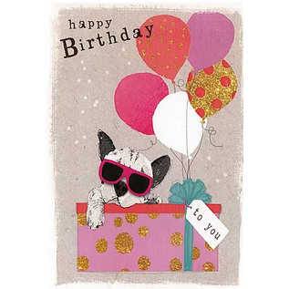 PAPER PLANET Dog in Presents Birthday Greeting Card