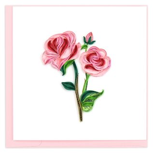 QUILLING CARDS, INC Quilled Long Stem Pink Roses All Occasion Greeting Card