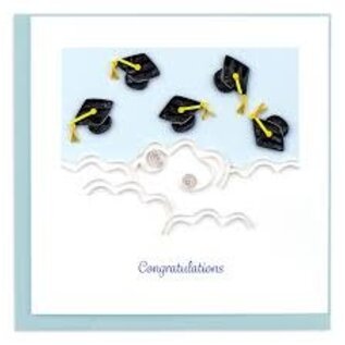 QUILLING CARDS, INC Quilled Flying Graduation Hats Congrats Card