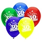 PARTYMATE Happy 30th Birthday Shooting Stars Printed 12 Inch Latex Balloons, 8 Count, Assorted Colors