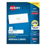 AVERY Avery Easy Peel White Address Labels w/ Sure Feed Technology, Inkjet Printers, 1 x 4, White, 20/Sheet, 100 Sheets/Box [AVE8461]