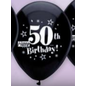 PARTYMATE Happy 50th Birthday Black Latex Balloons 12 Inch 8 Count