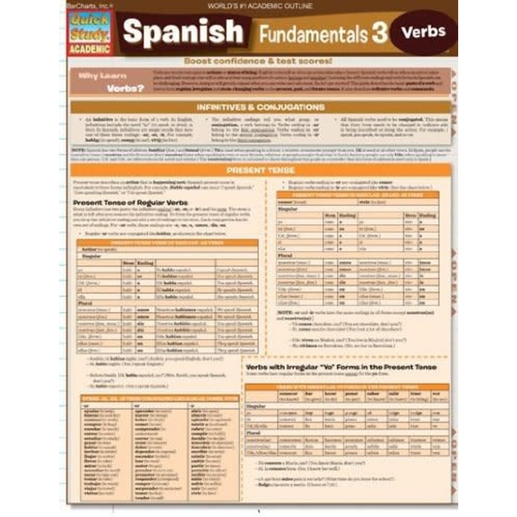 QuickStudy QuickStudy | Spanish Fundamentals 3 Laminated Study Guide [248811]
