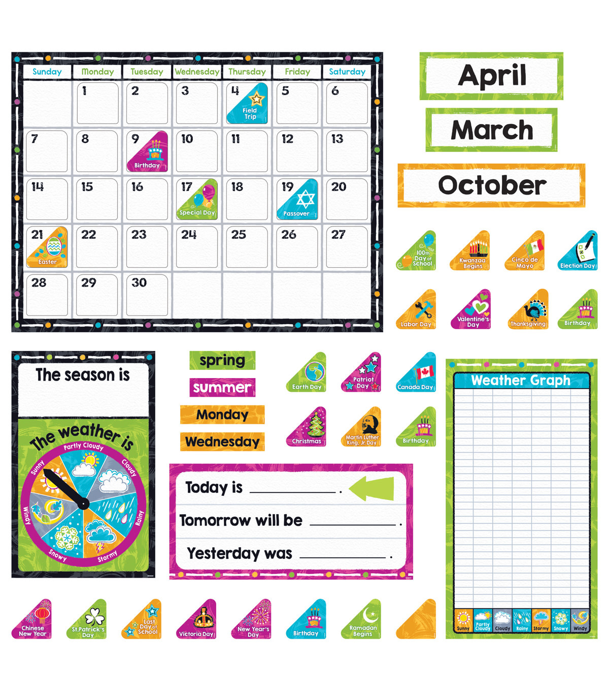 Trend Enterprises Color Harmony™ Calendar Bulletin Board Set School