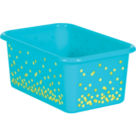 Teacher Created Resources Teal Confetti Small Plastic Storage Bin