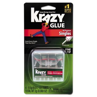 KRAZY GLUE Krazy Glue Single-Use Tubes, 0.07 oz, Dries Clear, 4/Pack