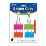 BAZIC BAZIC Large 2" (51mm) Assorted Color Binder Clip (4/Pack) [272]