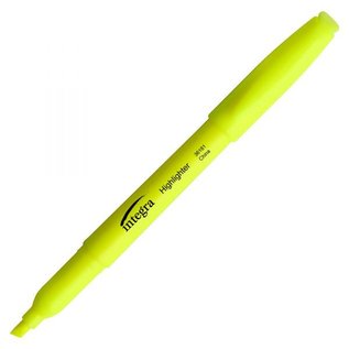 INTEGRA Integra Pen Style Highlighters Chisel Point - Fluorescent Yellow - 12/ Box