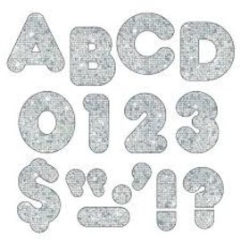 Trend Enterprises Silver Sparkle 2-Inch Casual Uppercase Ready Letters