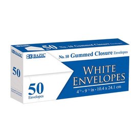 BAZIC BAZIC #10 White Envelopes w/ Gummed Closure (50/Pack)