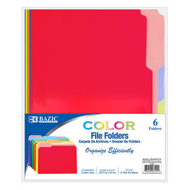 BAZIC BAZIC 1/3 Cut Letter Size Color File Folder (6/Pack)