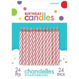 AMSCAN Candy Stripe Pink and White Birthday Candles 24 Pack