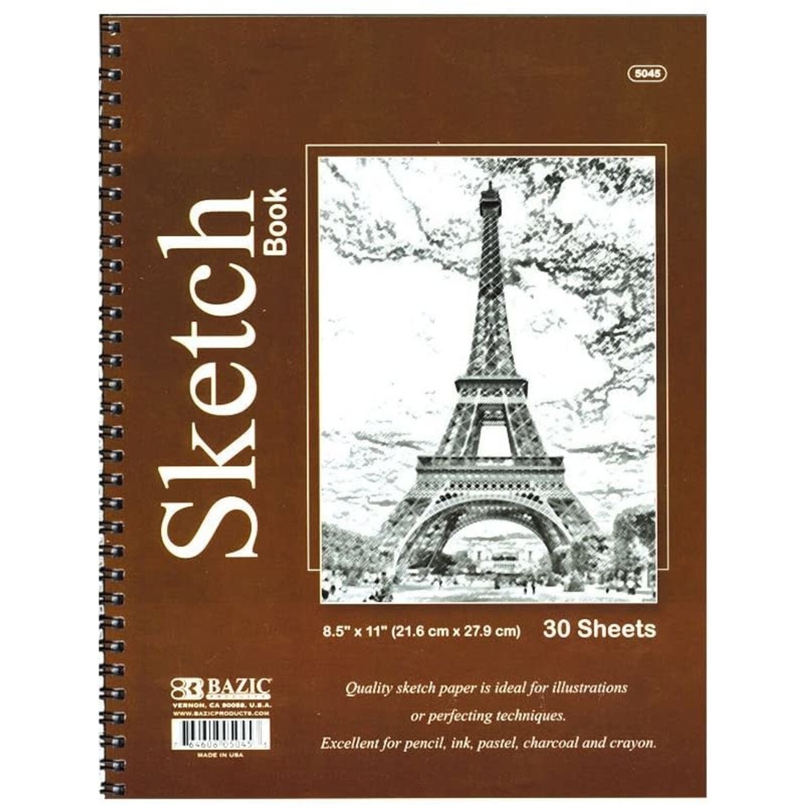 BAZIC BAZIC Spiral Bound Premium Sketch Book, 8.5 x 11 Inches, 30 Sheets [5045]