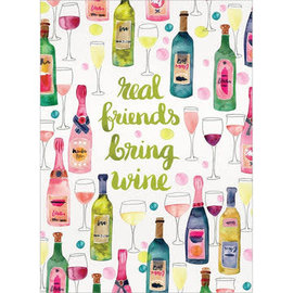 TREE-FREE GREETINGS Real Friends Bring Wine Birthday Greeting Card