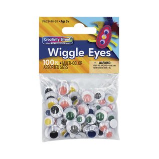 Dixon Ticonderoga Creativity Street Round Wiggle Eyes, Assorted Size, Assorted Colors on White, Set of 100