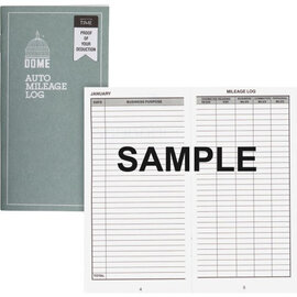 DOME Dome Auto Mileage Log, 32 Sheet(s) - Gray 3 1/4" x 6 1/4" Sheet Size - White Sheet(s) - Gray Print Color