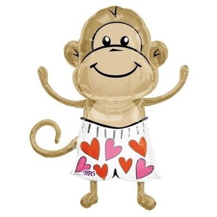 Anagram International Love Monkey Shape 33 inch  Foil Flat Balloon