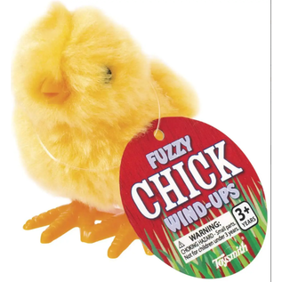 TOYSMITH Yellow Fuzzy Chick Wind Ups, Easter, Spring, Hopping Action