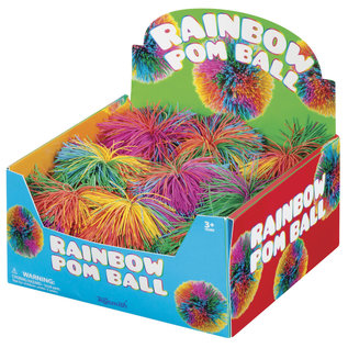 TOYSMITH Rainbow Pom Ball, 4 inches
