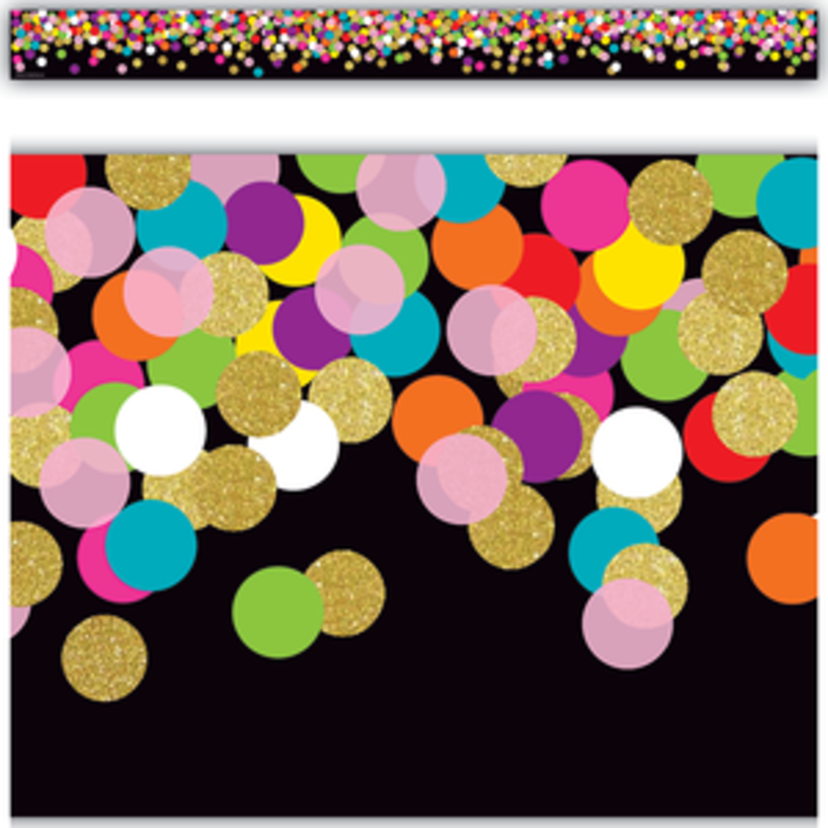 Teacher Created Resources Colorful Confetti on Black Straight Border Trim [TCR8797]