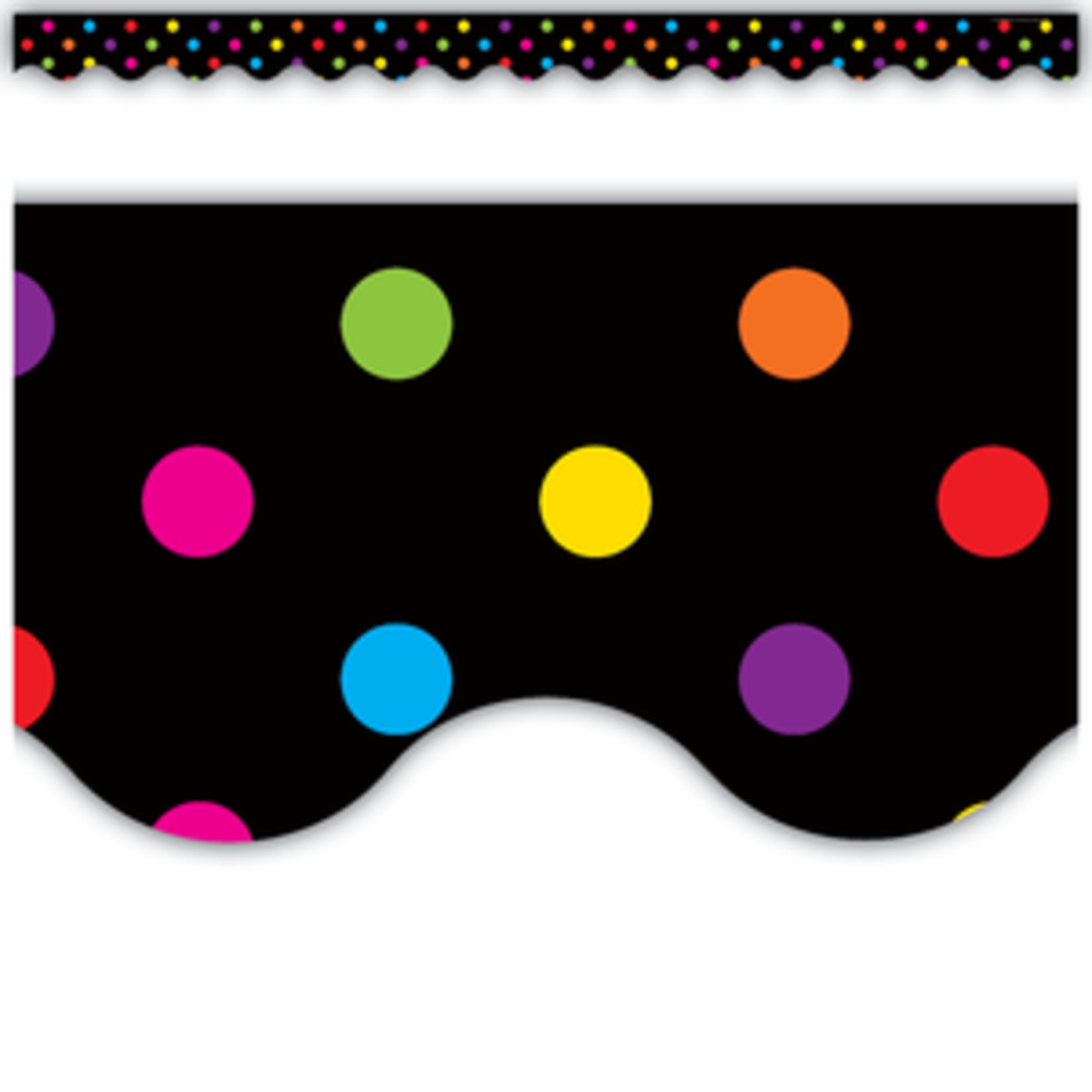 Teacher Created Resources Multicolor Dots on Black Scalloped Border Trim [TCR4648]