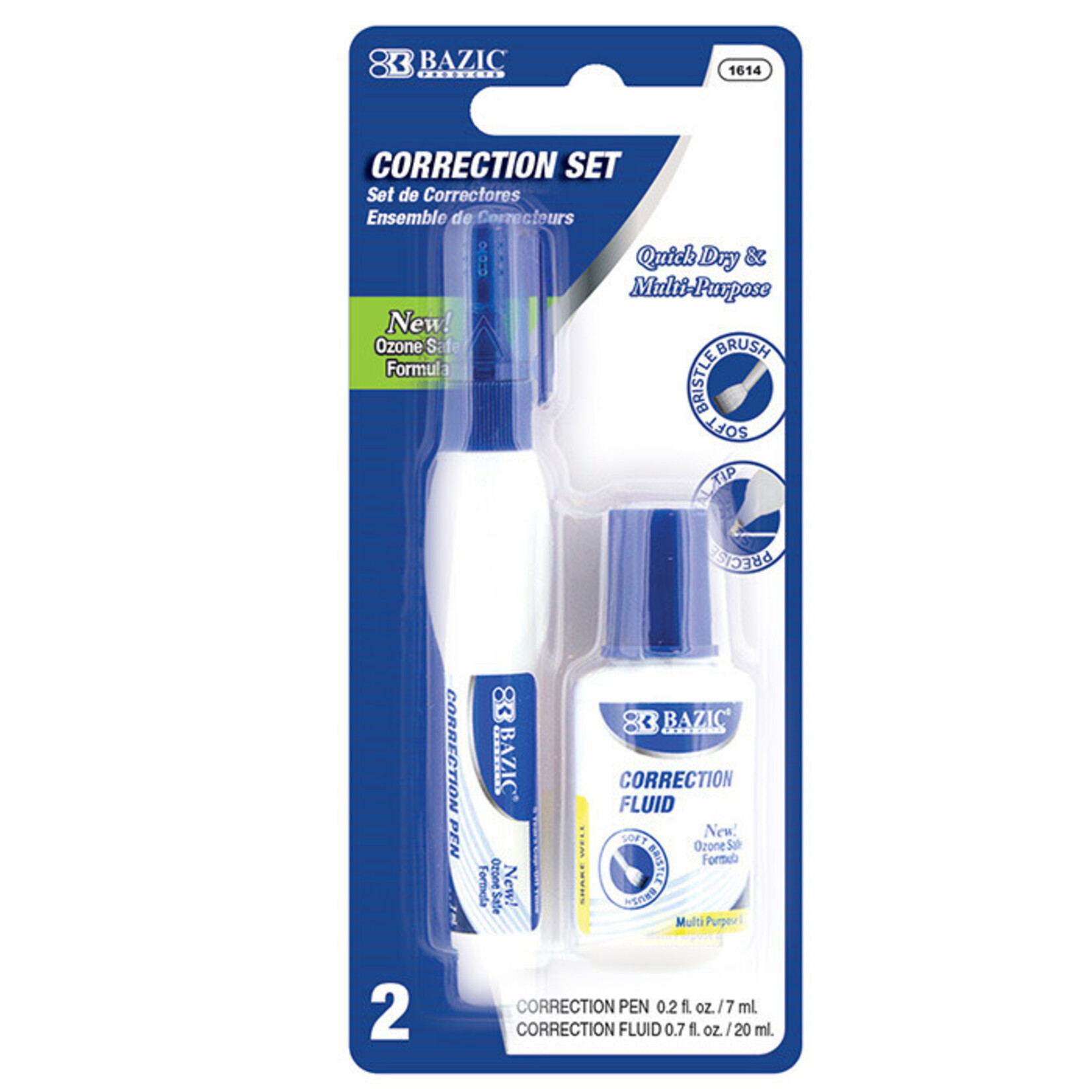 BAZIC BAZIC Metal Tip Correction Pen & Correction Fluid (2/Pack) [1614]