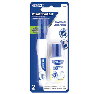 BAZIC BAZIC Metal Tip Correction Pen & Correction Fluid (2/Pack)