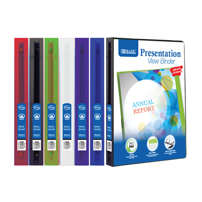 BAZIC 1/2 Poly 3-Ring Presentation View Binder w/ Pocket Bazic Products