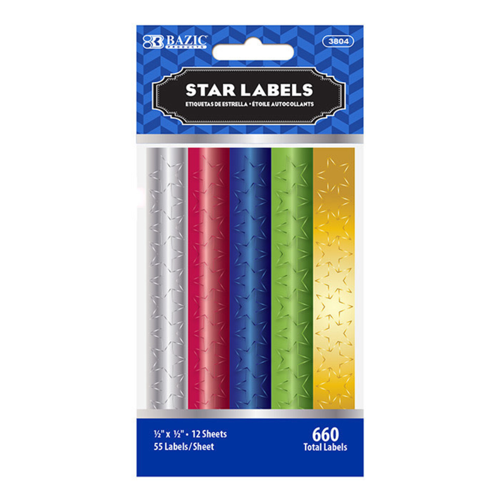 BAZIC BAZIC Assorted Color Foil Star Label (660/Pack) [3804]