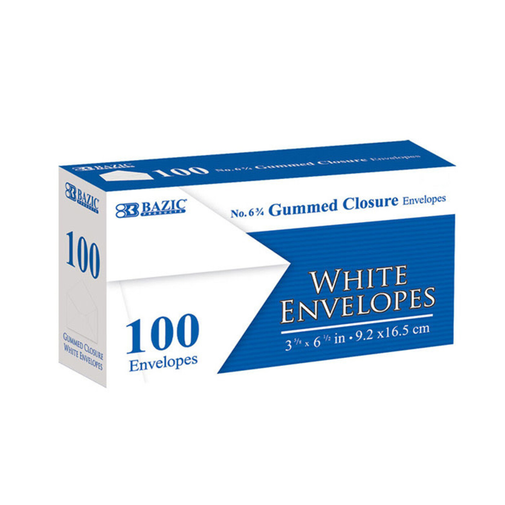 BAZIC BAZIC #6 3/4 White Envelopes w/ Gummed Closure (100/Pack) [5046]
