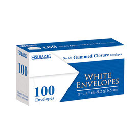 BAZIC BAZIC #6 3/4 White Envelopes w/ Gummed Closure (100/Pack)
