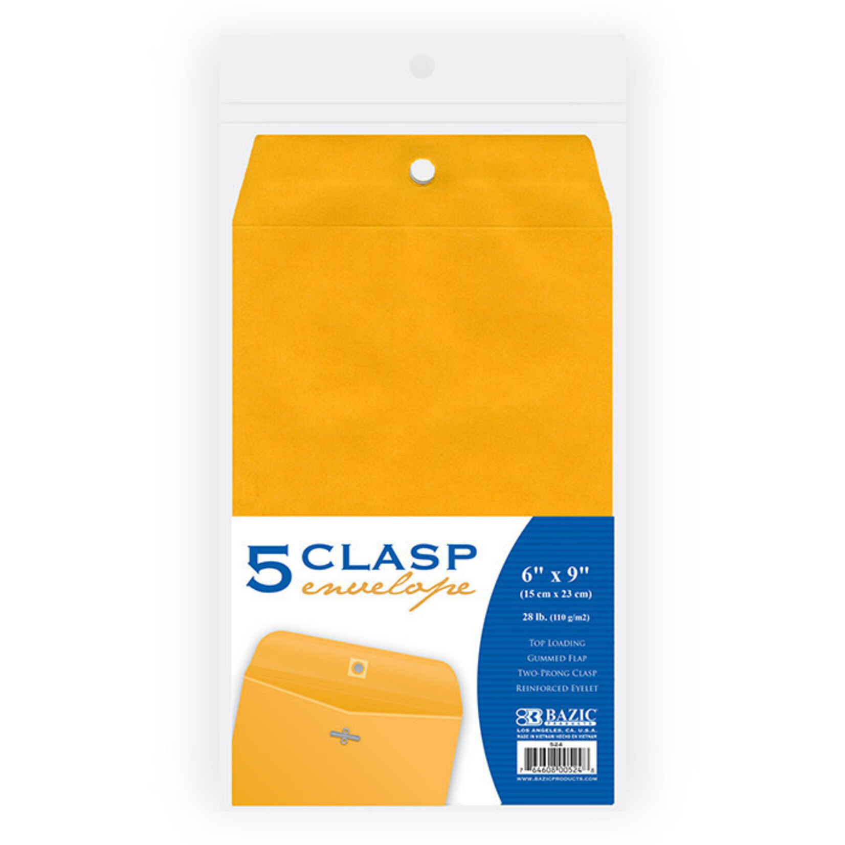 BAZIC BAZIC 6" X 9" Clasp Envelope (5/Pack) [524]