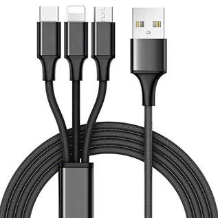 MILA 10 FT 3-in-1 USB Multi Charging Cable - Black