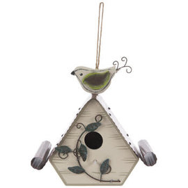 the Spring shop White & Red Rustic Wood Birdhouse