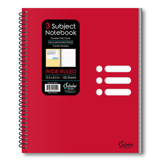 iSCHOLAR 3 SUBJECT POLY NOTEBOOK 10.5″ X 8.5″ WIDE RULED 59713