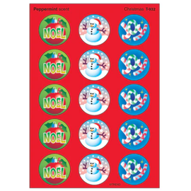Trend Enterprises Christmas, Peppermint scent Scratch 'n Sniff Stinky Stickers – Large Round