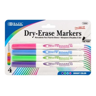 BAZIC BAZIC Bright Color Fine Tip Dry-Erase Marker (4/Pack)